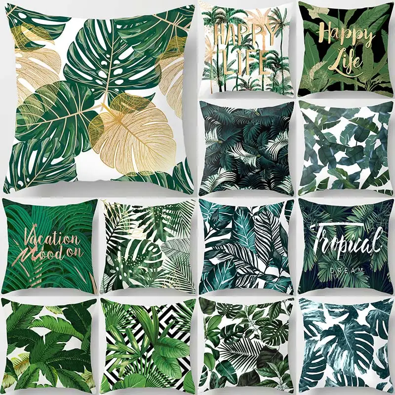 

Tropical Plant Pillow Cushion Cover Home Decor Sofa Leaf Decor Pillowcase