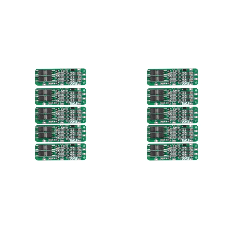 10 шт. модуль зарядного устройства литий-ионной батареи 3S 20A BMS 18650 плата защиты PCB 11