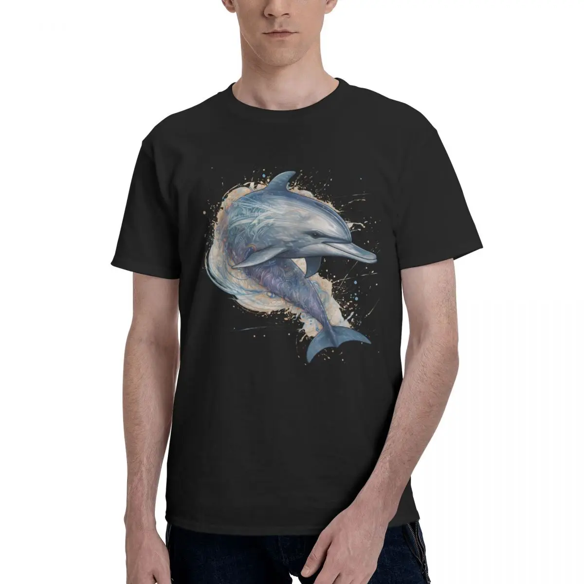 

Dolphin T-Shirts Realistic Cartoon Vintage Cotton T Shirts Short-Sleeve Print Essential Tee Shirt Summer Plus Size Tops