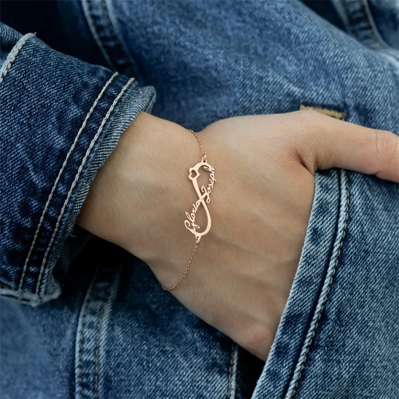 Персонализированные Индивидуальные золотые браслеты из нержавеющей стали с