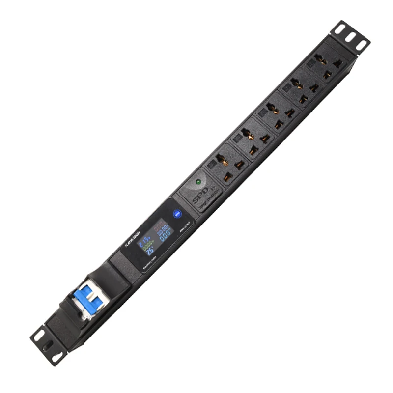 Network Cabinet Rack PDU Power Strip Digital Meter 5 Ways Universal outlet extension electrica SPD 16A air switch breaker