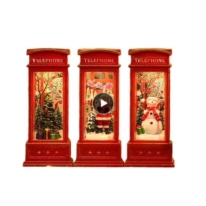 

Christmas Lantern Light For Home Old Man Snowman Interior Telephone Booth Small Oil Lamp Luminous Ornaments Xmas Gifts