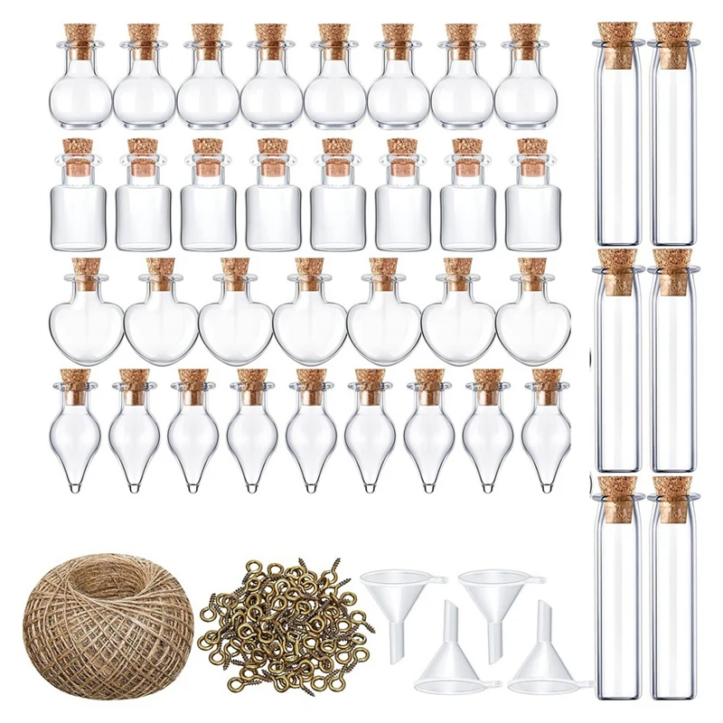 

Transparent Wishing Bottle Pendant Glass Bottle Small Wish Bottle with Horn Nail String Cork Mini Bottle Decoration