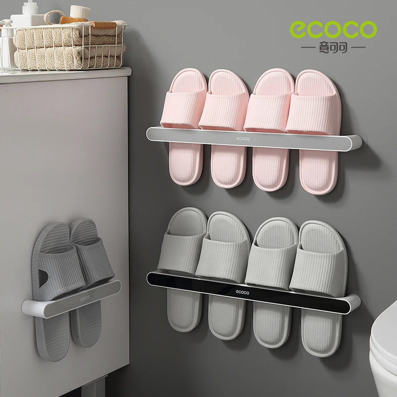 

ECOCO Slippers Rack Slippers Organizer Wall-Mounted Rack Punch Free For Home Shoe Cabinet Plastic Sandal Shelf Bathroom Supplie