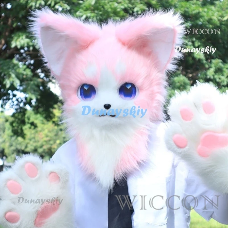 Костюм для косплея Аниме Косплей кошка пушистая голова Маска кимоно маска