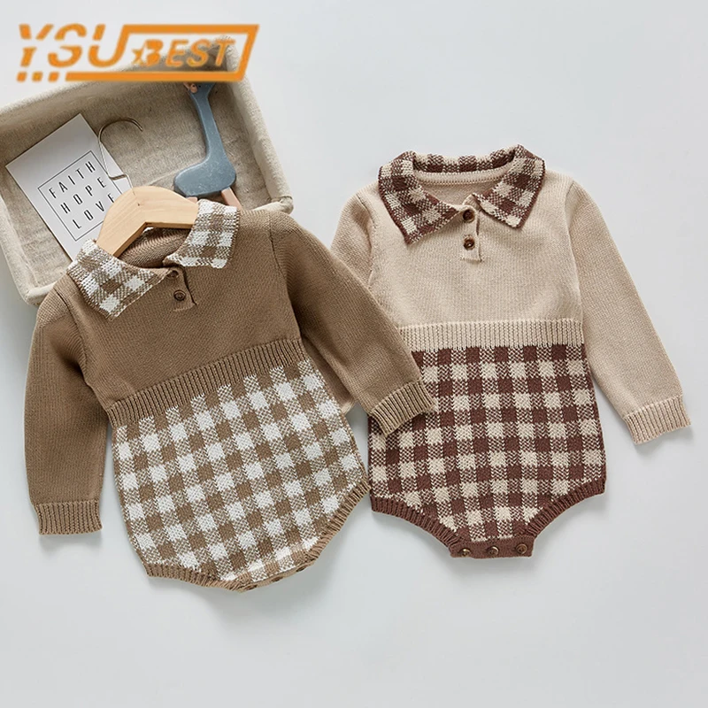 

Angou 2022 Knitting Baby Boy Girls Rompers Clothes Long Sleeve Outfit Jumpsuit Wool Soft Spring Knitting Toddler Baby Clothing