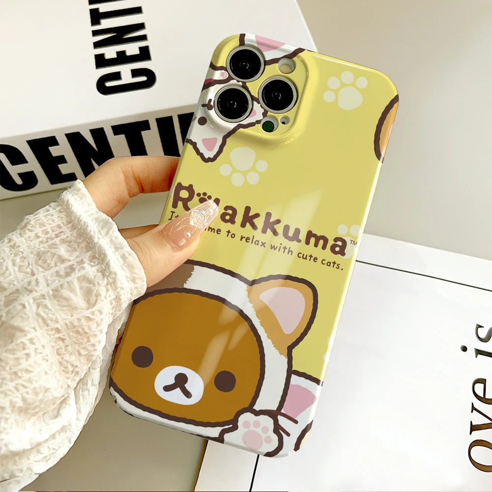 Чехол для телефона Cyte Kawaii R-Rilakkuma Samsung S23 22 21 Fe Ultra Plus A04 33 5G глянцевый твердый чехол с