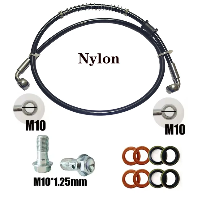 90-90 градусов Мотоцикл Байк Плетеная линия Тормозной шланг Сцепление Масляная труба Гидравлическая труба банджо 30-500 см Универсальная гоночная M8 ~ M10