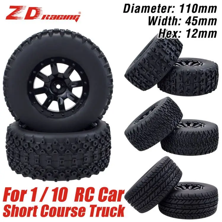 

ZD Racing RC Wheels and Tires 1/10 Scale 12mm Hex Short-course Truck Anti-skid 4PCS For VKAR Redcat HSP Traxxas Slash HPI