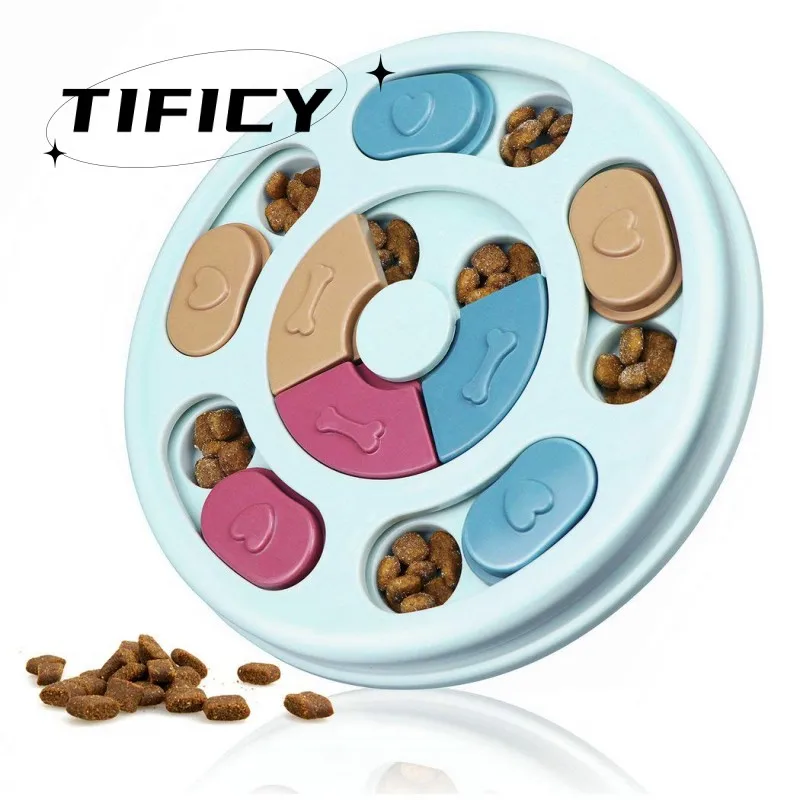 

Dog Puzzle Toys Slow Feeder Increase IQ Interactive Turntable Toy Food Dispenser Slowly Eating Bowl Pet Cat Dogs Training Game