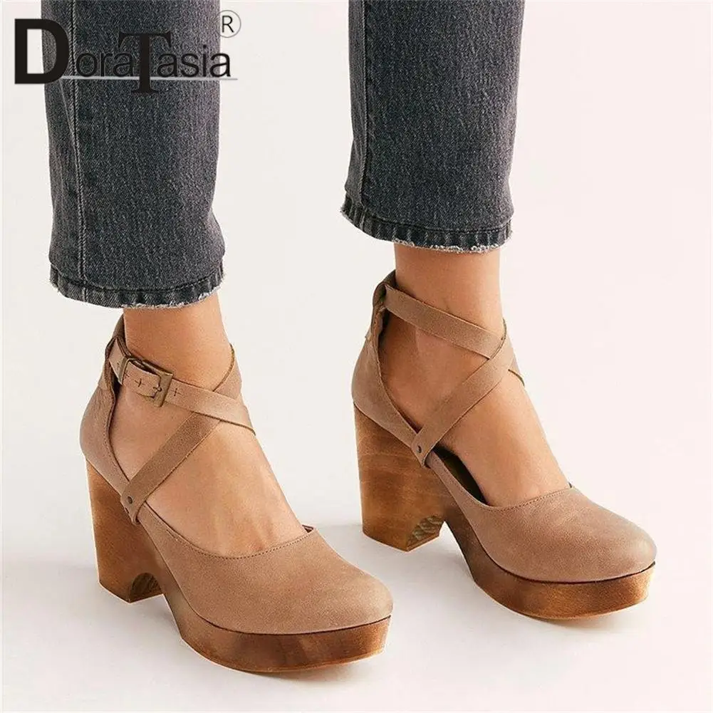 Brand New Ladies Platform Mary Janes Pumps Fashion Buckle Chunky High Heels women's Pumps Casual Party Retro Woman Shoes