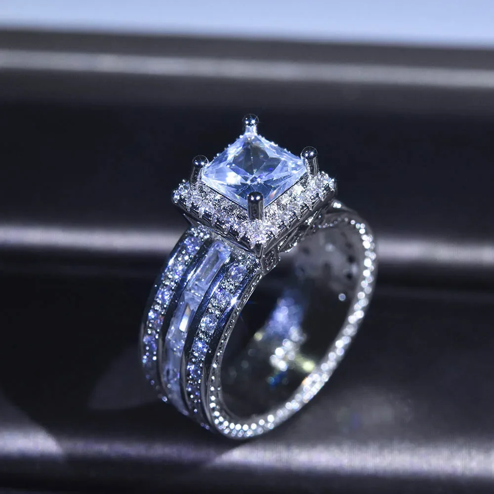 

DIWENFU Solid 925 Sterling Silver Color Ring 2 Carats Diamond Jewelry Gemstone Diamond Anillos De Bizuteria Silver 925 Jewelry