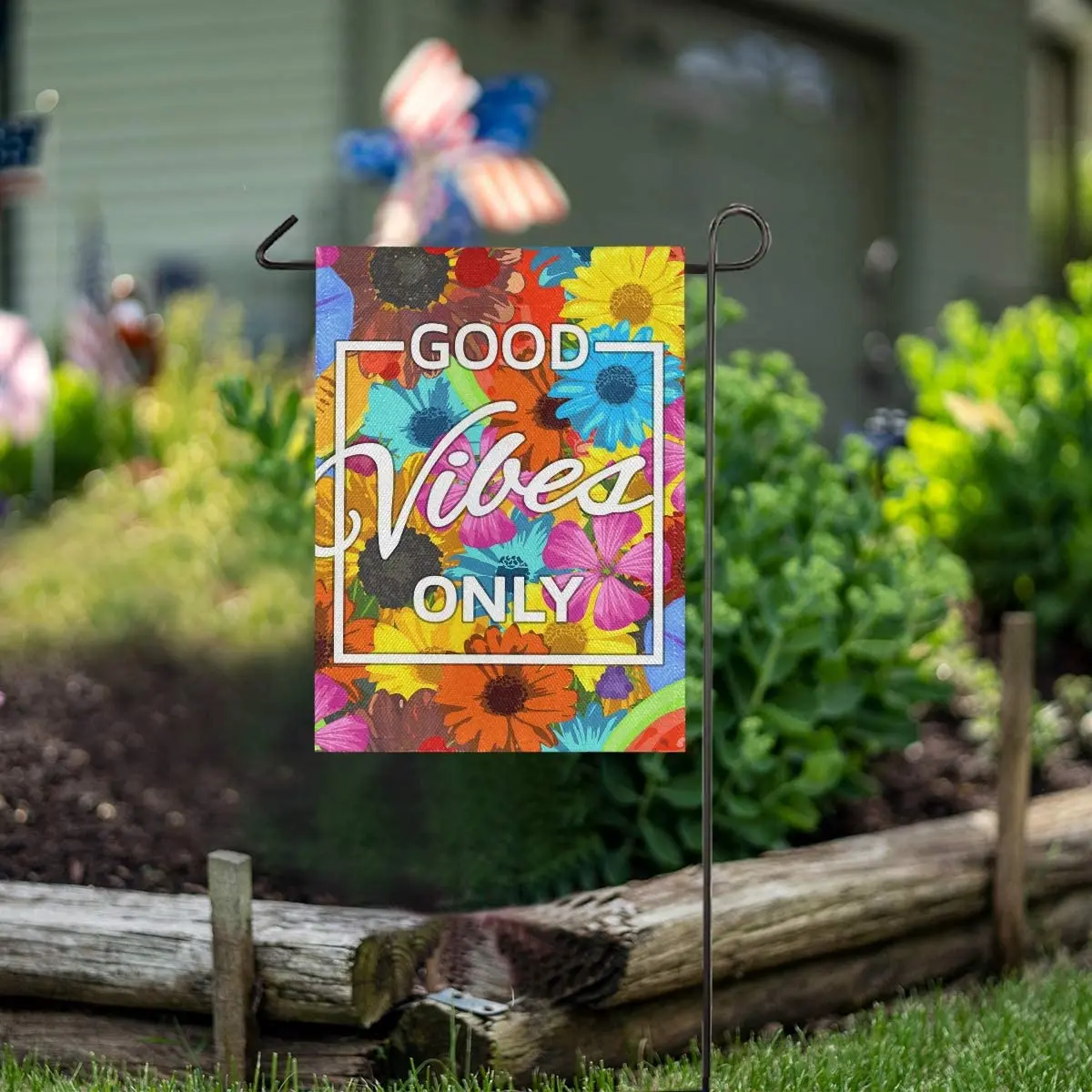 

Good Vibes Only Burlap Garden Flag Double Sided,House Yard Flags,Holiday Seasonal Outdoor Decorative Flag Banner for Outside Hou