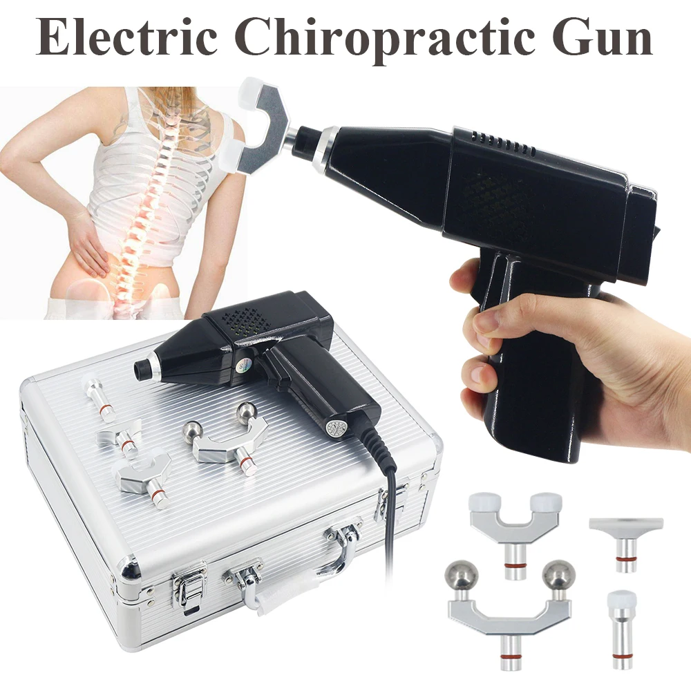 

Portable Chiropractic Adjustment Tools Spine Correction Gun 4 Heads 450N Adjustable Intensity Therapy Body Physical Massager