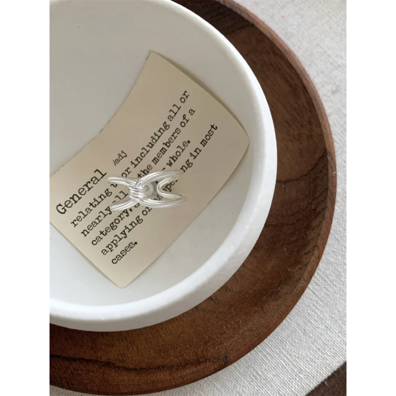 S925Женские двухслойные кольца из стерлингового серебра с полыми кольцами