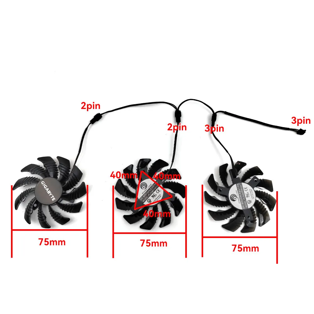 Новый вентилятор охлаждения 75 мм 2PIN 3PIN PLD08010S12H 0.25A N970 N960 GPU для Gigabyte GTX960 GTX970 GTX980 GTX