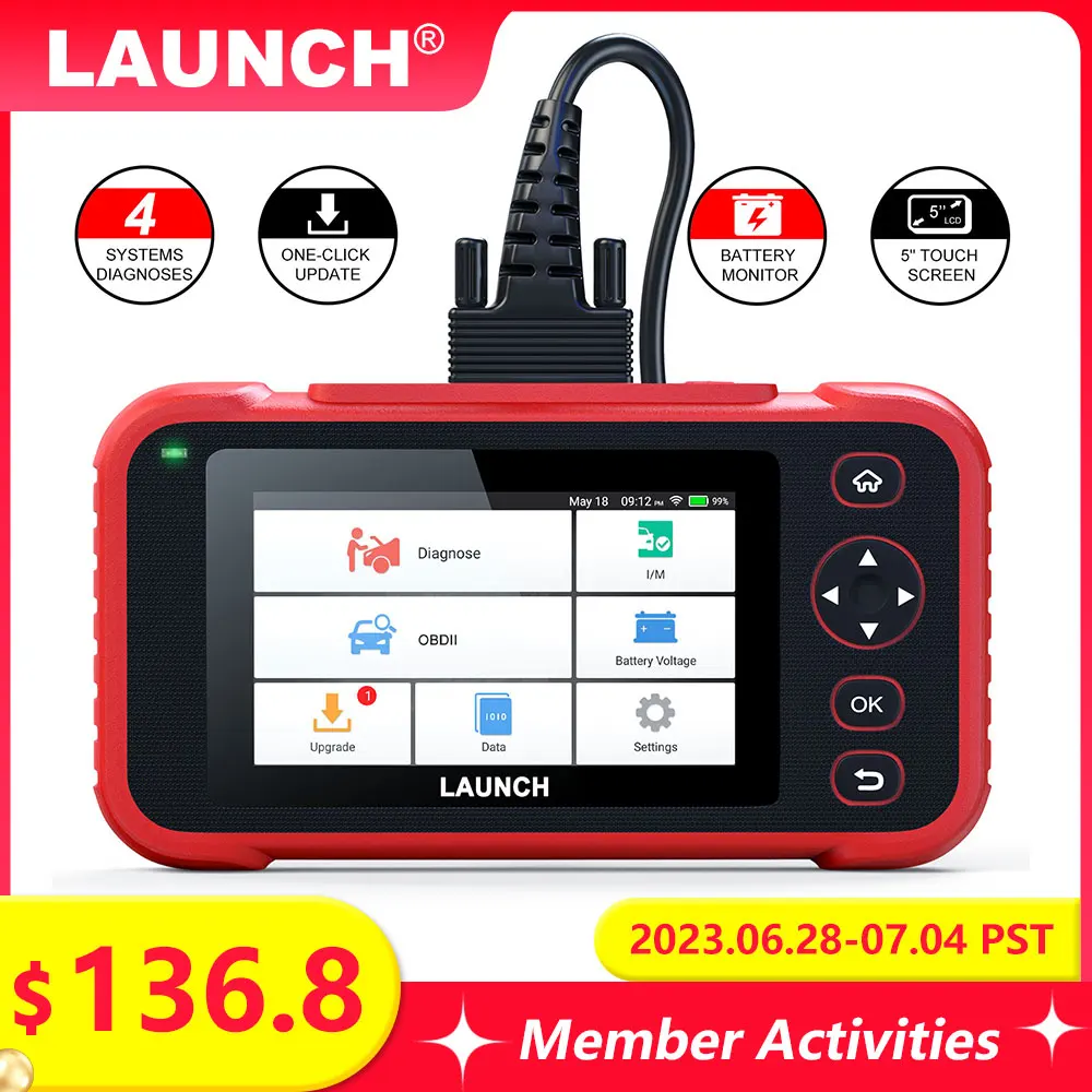 Диагностические инструменты LAUNCH X431 CRP123i для автомобиля, OBD2, проверка двигателя, ABS подушка безопасности, считыватель кодов, 3 сброса, OBD Автомобильный сканер, бесплатное обновление