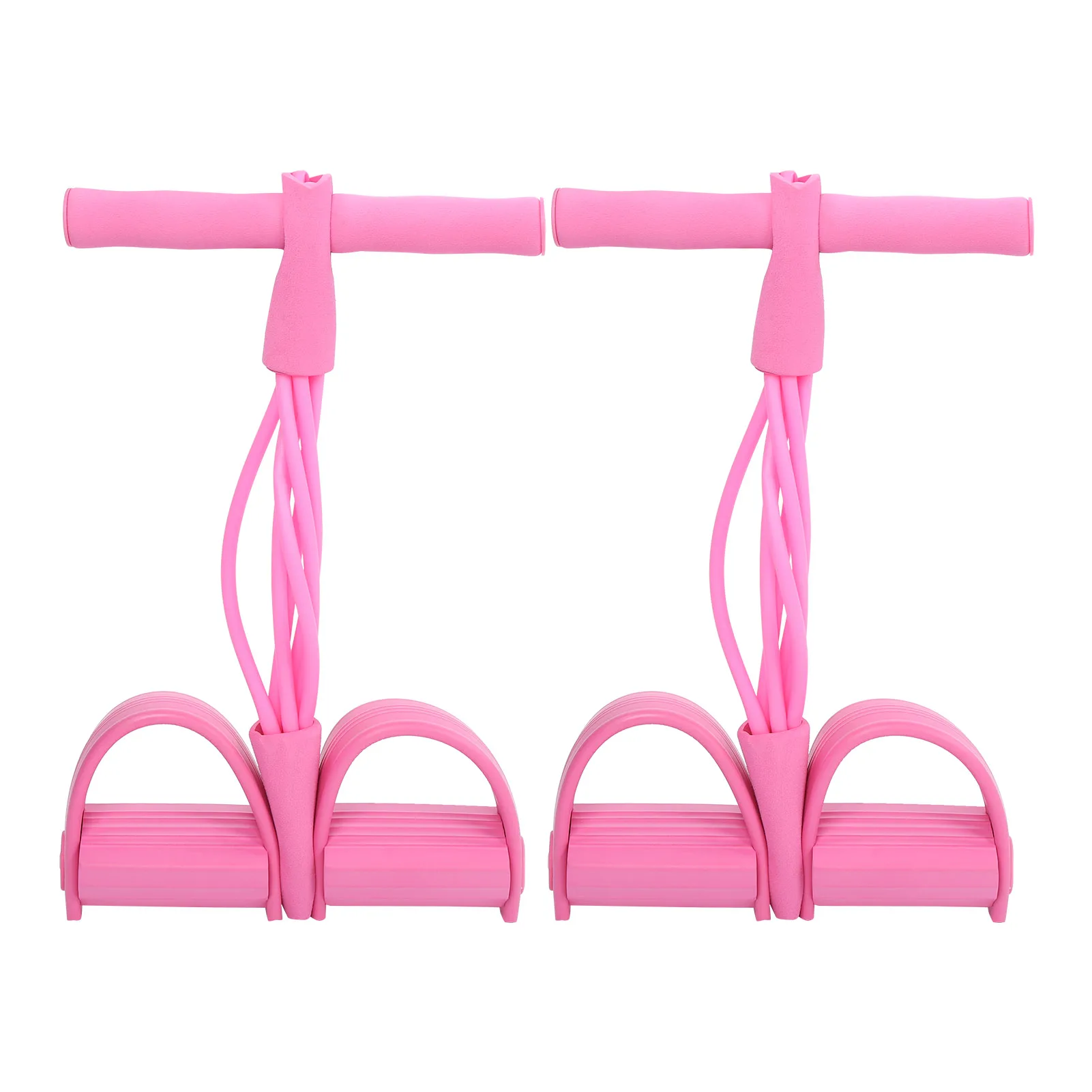 

4 Tube Elastic Pull Rope Sit Up Training Pedal Resistance Band Yoga Stretching Fitness EquipmentPink