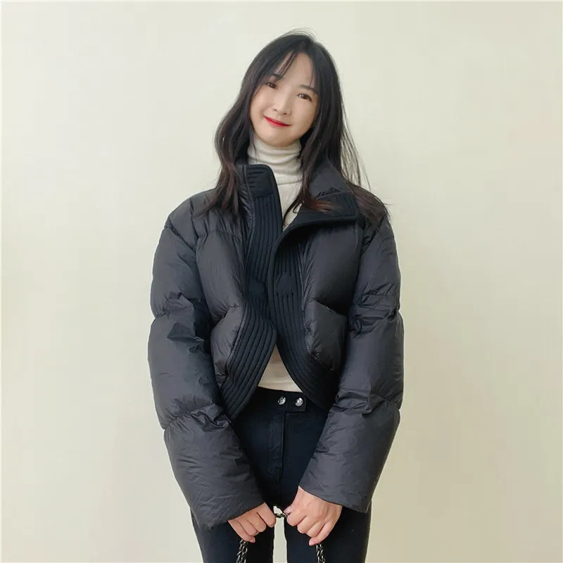 Fashion Casual Women Short Goose Down Jacket Silhouette Simple Niche Loose Thickened Magnetic Absorption Winter New Coat