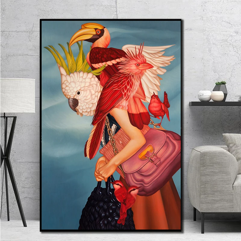 Сурреальная иллюстрация холст абстрактная птица фотография художественная