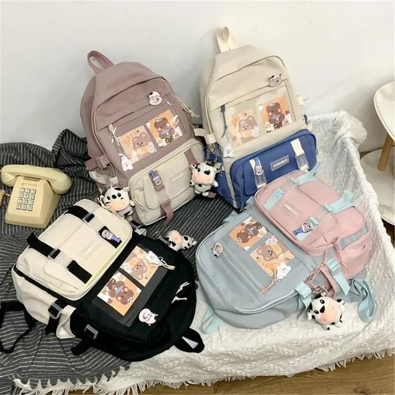NEW Kawaii Girls' School Backpack Fashion Backpacks for Students Women Rucksack Bag with Cute Pendant Bookbag Travel Supplies