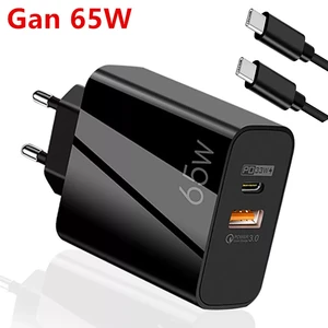 65w Gan Qc 3.0 Usb Pd Fast Charger Type C Cable Charging Usb-C For Iphone 12 13 11 Se X Xr Xs Max 8 
