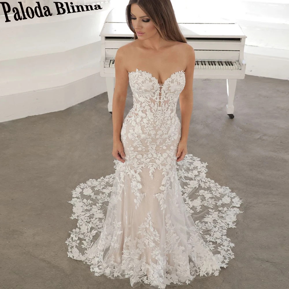 

Paloda Luxury Backless Mermaid Wedding Dress 2023 Bride Sweetheart Exquisite Appliques Vestido De Casamento Robe De Mariée Plus
