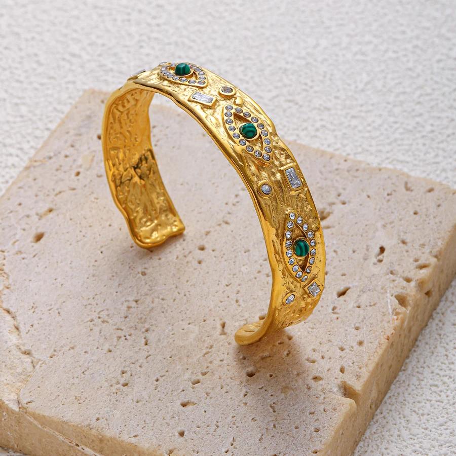 Браслет-манжета женский из нержавеющей стали с позолотой 18 карат