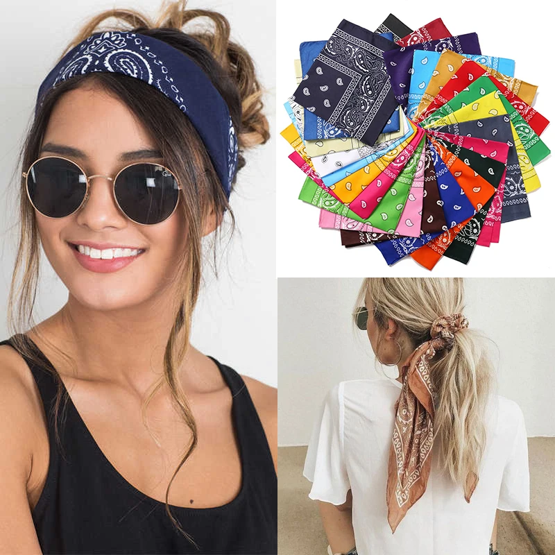 Богемные искусственные повязки для волос девочек женщин унисекс квадратный шарф