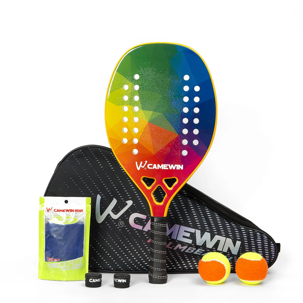 

CAMEVIN 3K Racket Beach Tennis Carbon Beach Tennis Paddle Racket Soft EVA Face Raqueta With Bag Unisex Equipment Padel with Bags