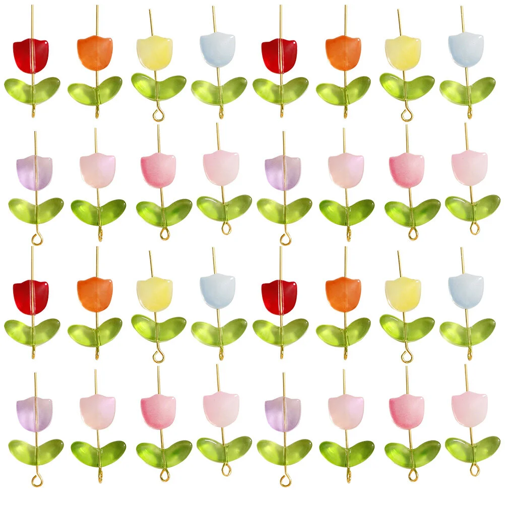 

Flower Pendant Bead Charms Space Beads Glass Jewelry Making Decorative Crafts DIY