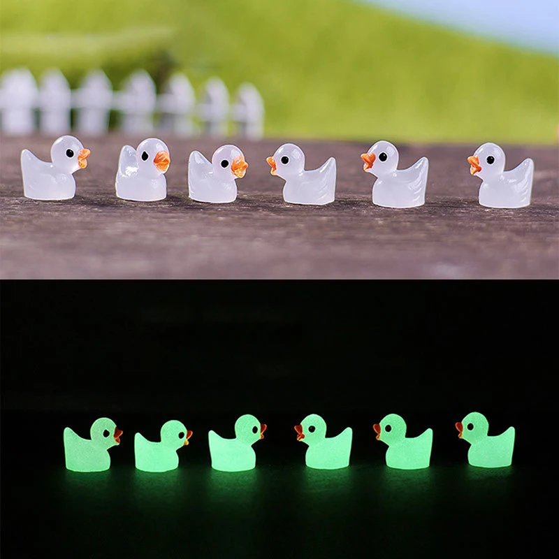 

10PCS Mini Resin Ducks Luminous Ducks Micro Landscape Accessories Duckling Miniature Ornament For DIY Dollhouse Decoration