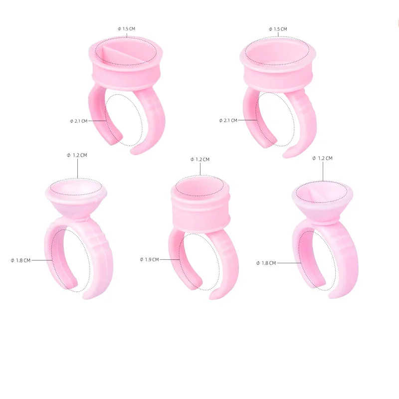 

100PCS Tattoo Rings Cups Disposable Glue Holder Plastic Tattoo Ink Pigment Ring Adhesive Makeup Rings Palette For Eyelash Extens