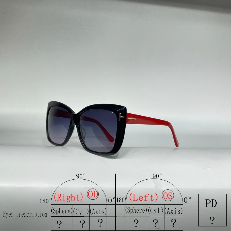 

Очки солнцезащитные для мужчин и женщин UV400, квадратная большая оправа, рецептурные мужские очки, с красными дужками, черная оправа