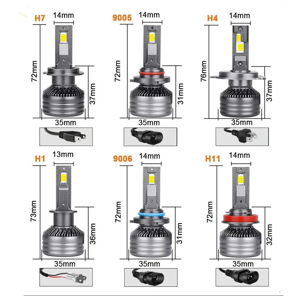 Лампа PANDUK H7 светодиодный Canbus 600000LM CSP H4 H1 H11 9005 9006 HB4 9012 HIR2 600W 6000K для грузовика