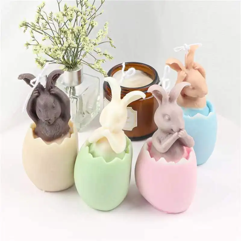 

Cute Eggshell Bunny Silicone Candle Mold DIY Animal Candle Making Mold Handmade Easter Rabbit Scented Soap Mold Home Decor Tool