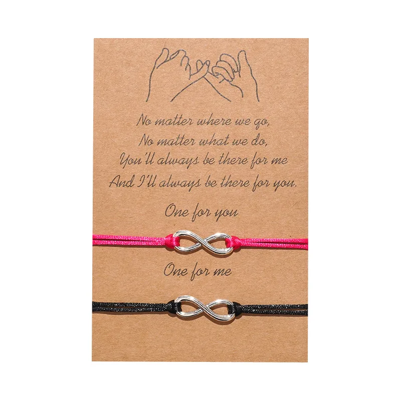 

2pcs/lot ONE FOR YOU ONE FOR ME Together Forever Love Infinity 8 Charm Bracelet Red String Couple Bracelets Lovers Wish Jewelry