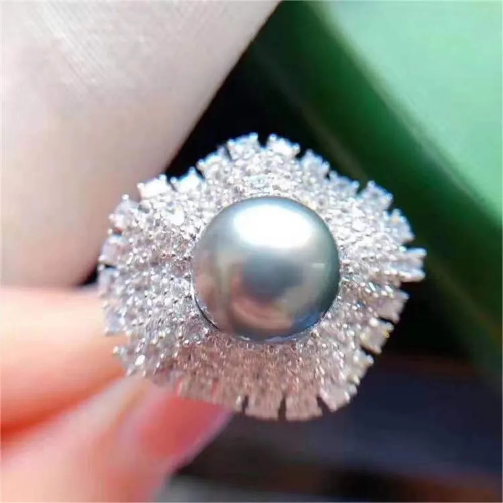 S925 Sterling Silver Pearl Ring Settings Blank/Base For DIY Adjustable Ring Jewelry Making Accessories Suitable for 11-13mm Bead