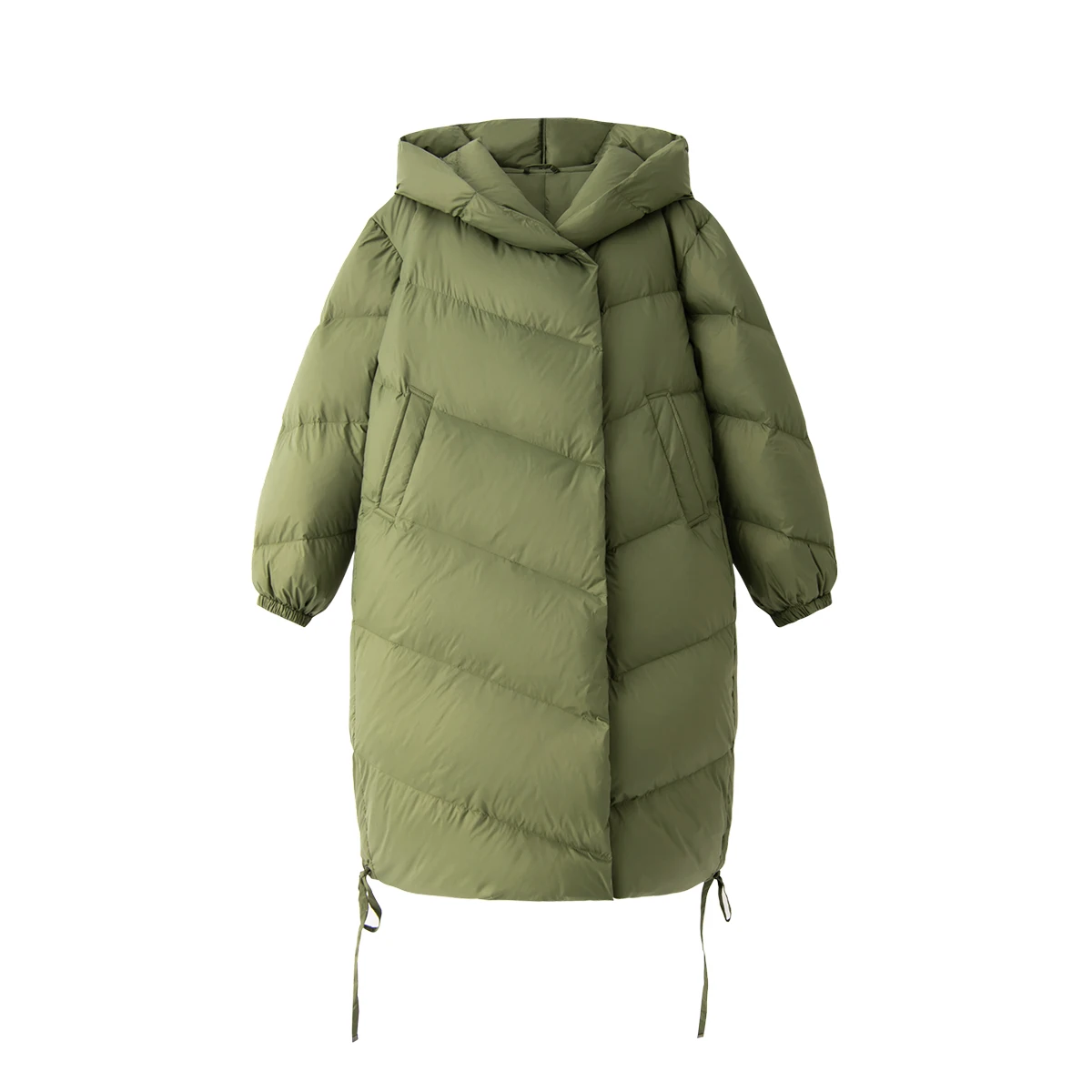 Witner Warm Coat Women  Puffer Jacket Women  90%  White Duck Down  Long  Streetwear  Covered Button  Wide-waisted