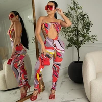 hot summer woman jumpsuits elegant clothes one piece sexy cutout wrap chest open back tight hip lift bodysuit