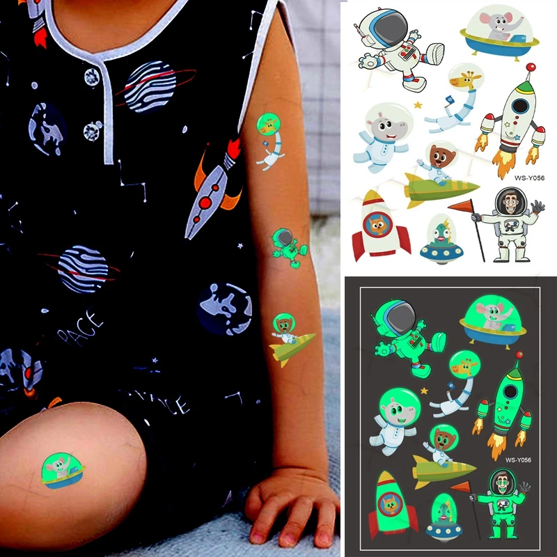 Светящиеся тату-наклейки Детские тату на руку и лицо для боди-арта девочек Акула