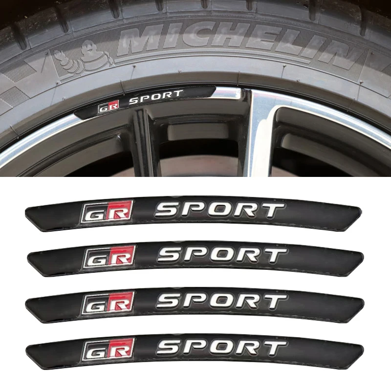 

4PCS 3D Aluminum Wheel Hub Stickers Emblem Badge For Toyota GR Sport Gazoo Racing C-HR RAV4 Mirai Avensis Prado Prius VVT-I 4WD