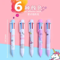 cartoon cute press 6 color ballpoint pen primary school students color pen a multi purpose multi color pen office accessories