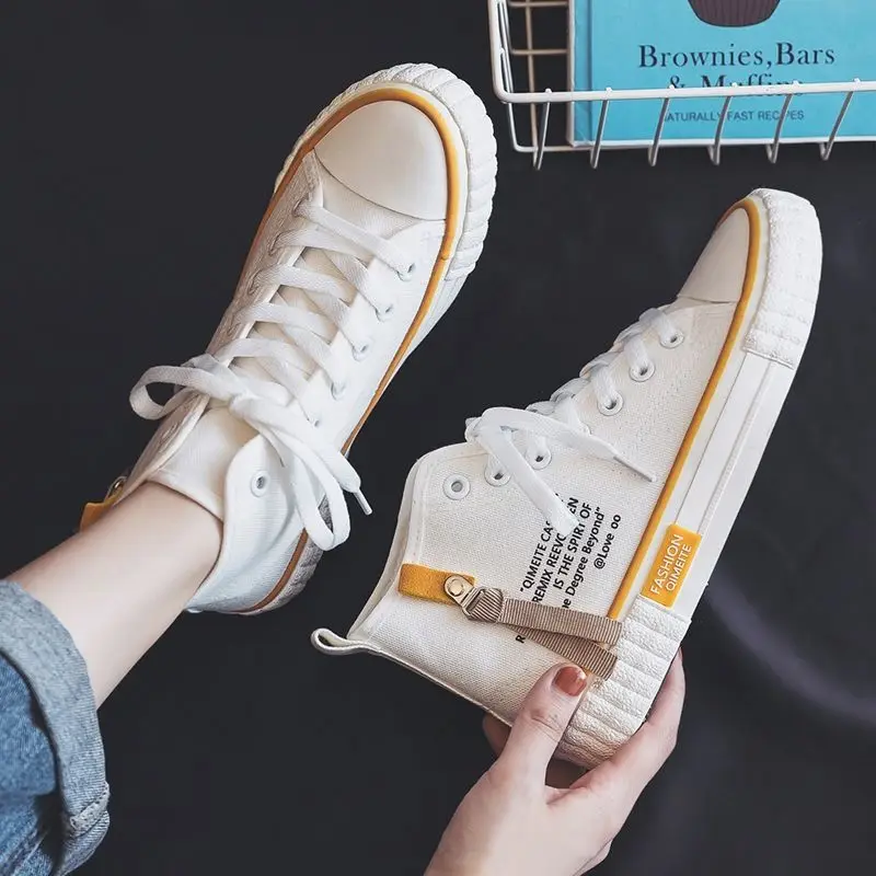 

Women Footwear Canvas High Top White Ladies Shoes Lace Up Summer 2023 Casual Daily Routine Free Shipping Offer Shoe Offers Sale