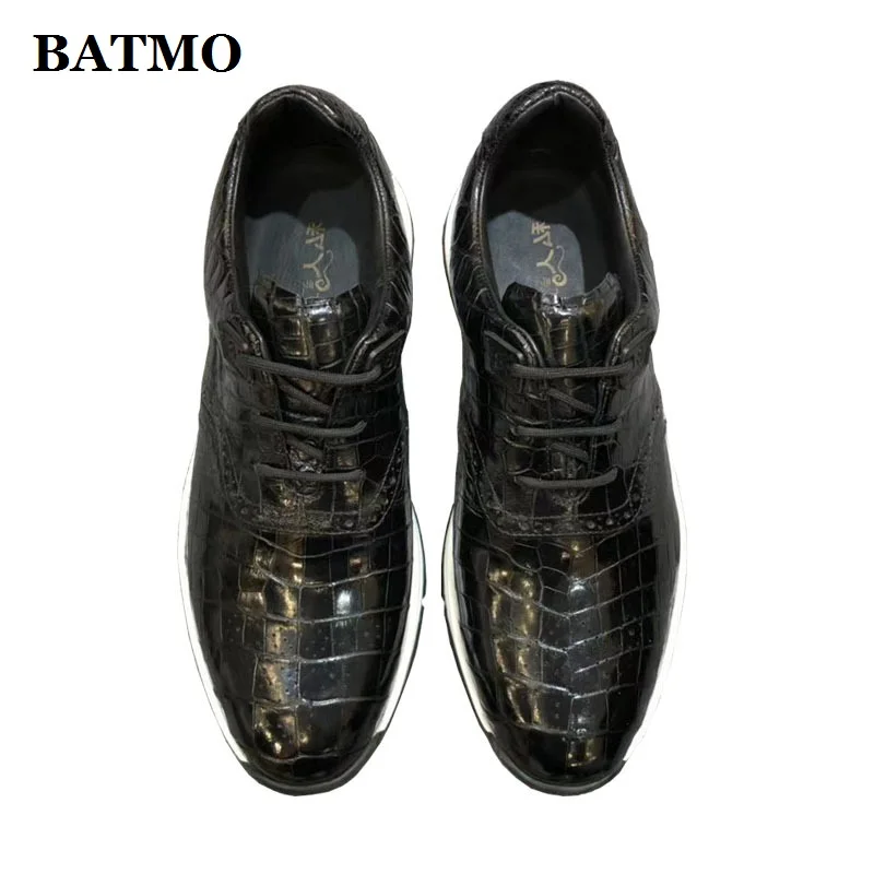 

BATMO 2022 Новое поступление, модная крокодиловая кожа живота, повседневная обувь для мужчин, мужские туфли из натуральной кожи 007