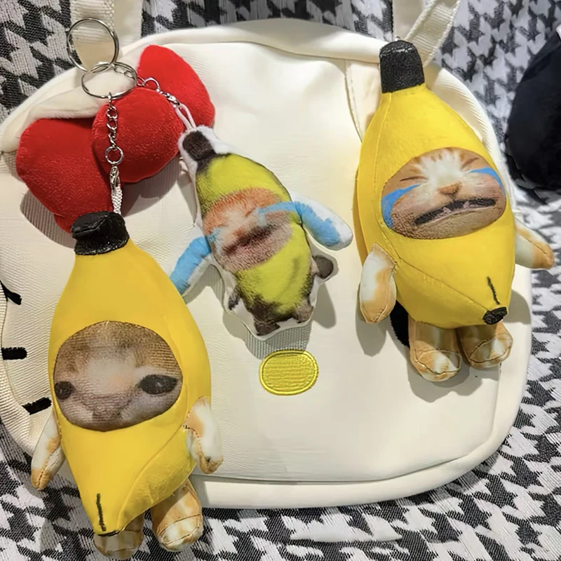 

2023 New Banana Cat Plush Pendant Keyring Cute Crying Banana Cat Funny Keychain Car Bag Pendant Accessories Gifts To Child