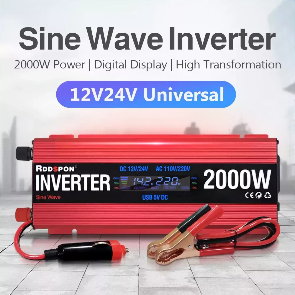 

2000W1000W600W Sine Wave Inverter DC12V 24V Universal to AC 110V220V LED Car Inverter Transformer Power Converter Solar Inverter