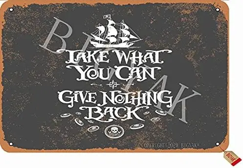Prte Metl Sgns Tke Wht You Gve Nothng Bck Tn Плакат Br Home Club Cfe Wll Decorton Plque 12x18 nches