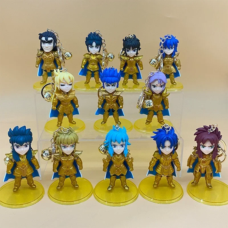 12 шт. изысканный золотой брелок Saint Seiya двенадцать созвездий гач 10 см мини-брелок