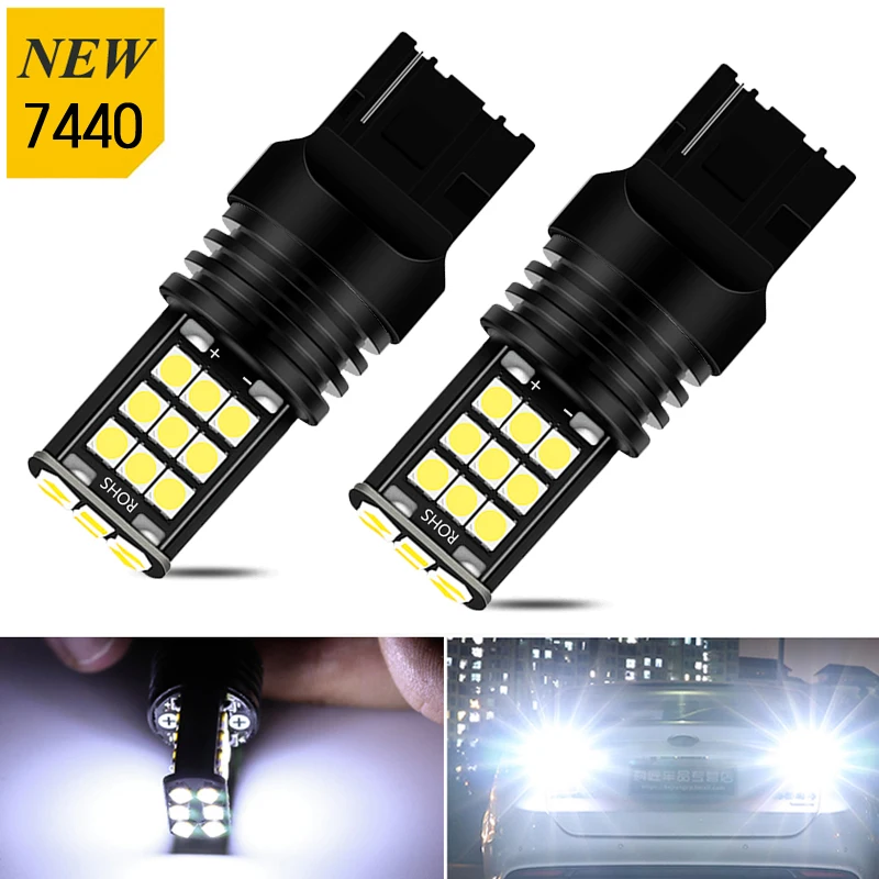 

Комплект автомобильных стоп-сигналов заднего хода T20 LED 7440 W21W W21/5W светодиодный Светодиодная лампа 1156 P21W BA15S 7506, светильник поворотный сигнал ...